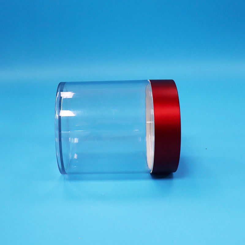 식품용 과자 쿠키 조각 된 무화과 투명한 PET 플라스틱 둥근 항아리 나사 빨간 뚜??