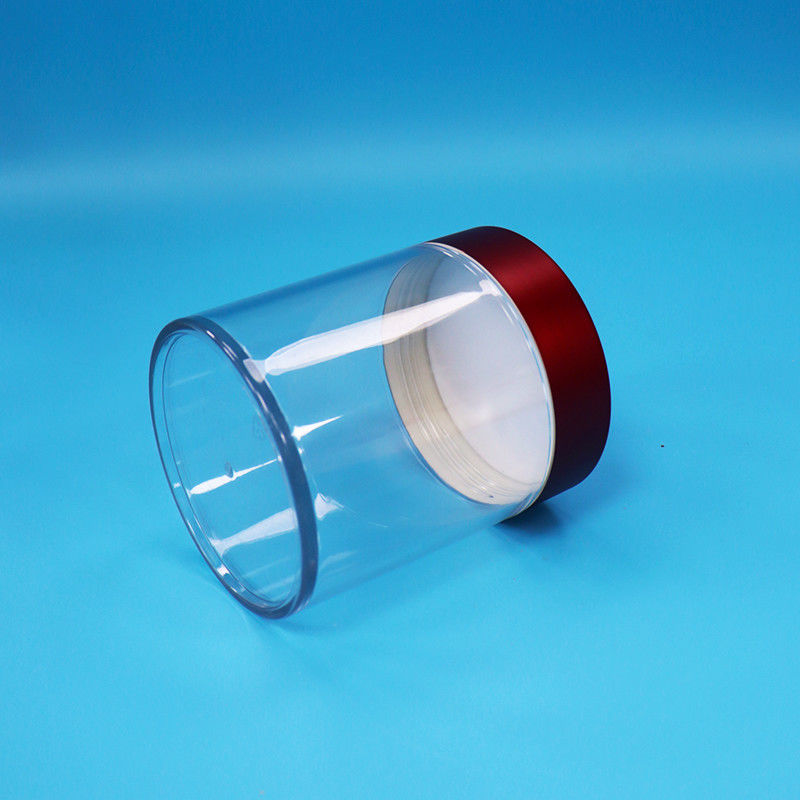 식품용 과자 쿠키 조각 된 무화과 투명한 PET 플라스틱 둥근 항아리 나사 빨간 뚜??