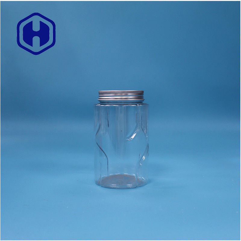 둥근 모양의 맑은 PET 견과류 민트 사탕 설탕 베이비 식품 병 알루미늄 상단 뚜??