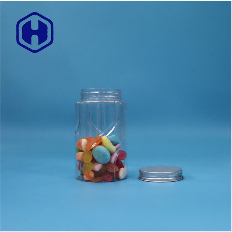 둥근 모양의 맑은 PET 견과류 민트 사탕 설탕 베이비 식품 병 알루미늄 상단 뚜??