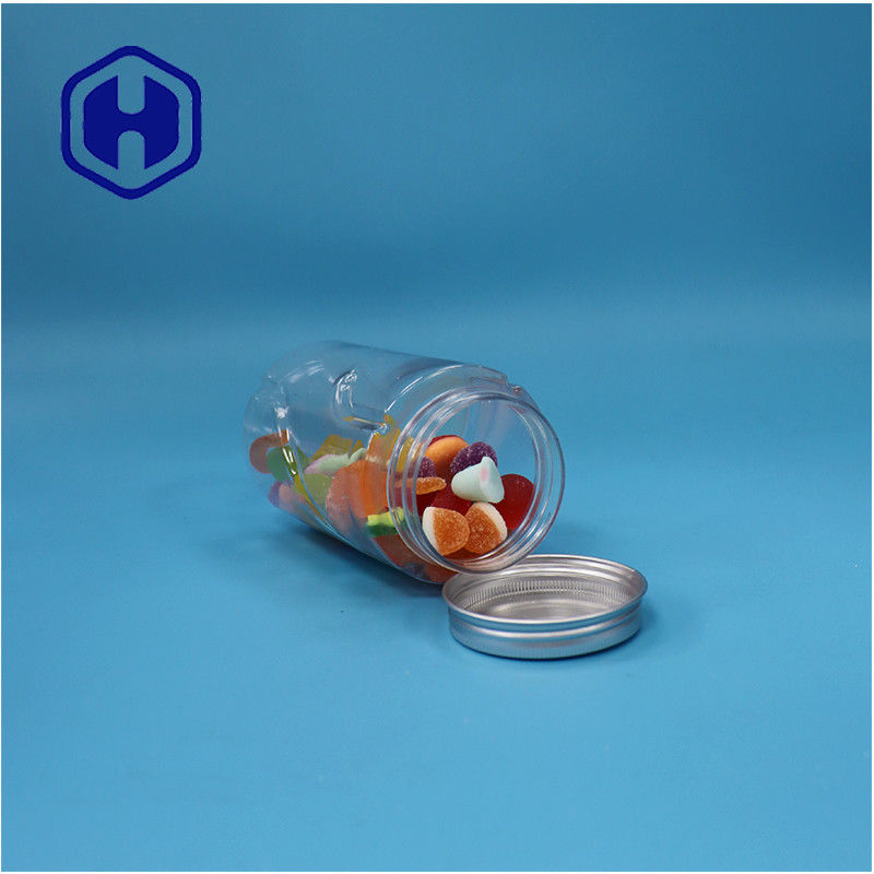 둥근 모양의 맑은 PET 견과류 민트 사탕 설탕 베이비 식품 병 알루미늄 상단 뚜??