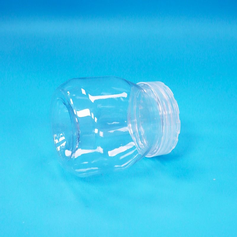 작은 빈 과자 쿠키 투명한 PET 플라스틱 항아리 스크루 캡 식품 등급 BPA 무료