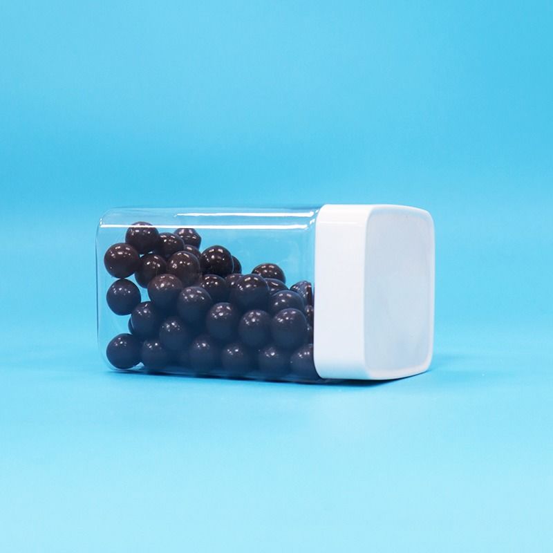 BPA 무료 평면 공기 없는 흰색 나사 뚜?? 맑은 PET 플라스틱 저장 스냅 캔디 잔