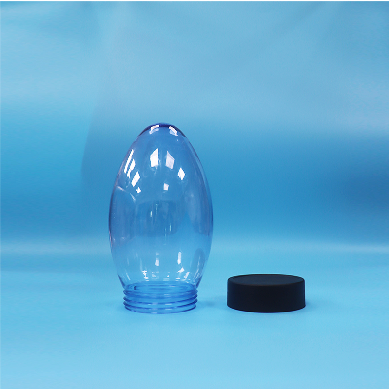 Unique Egg-Shaped Plastic Candy Popcorn Pistachio Nut Jar Upside Down Screw Cap