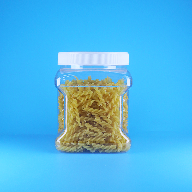 투명 사각 PET 스크류 플랫 뚜껑 플라스틱 그립 병 (스펀지 손가락 비스킷용)