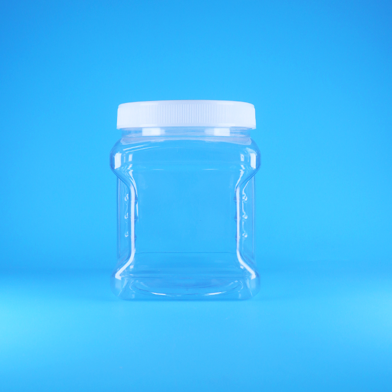 스퀘어 에어리스 PET 스크류 뚜껑 투명 플라스틱 그립 용기, 견과류, 과일, 아기 음식용