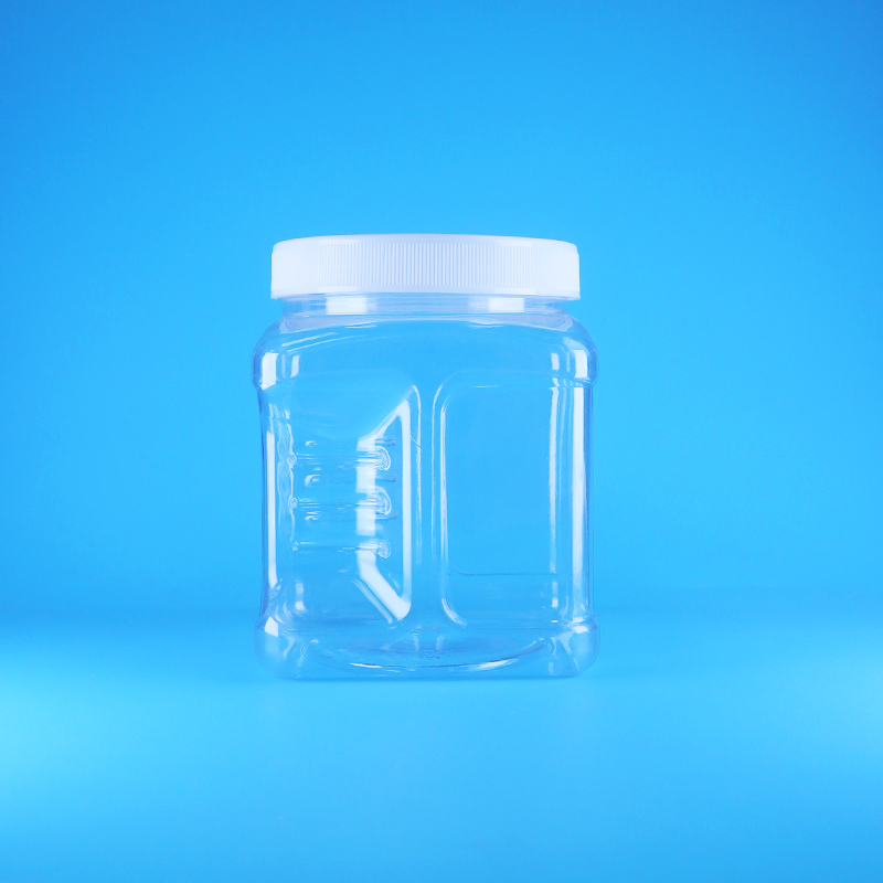 스퀘어 에어리스 PET 스크류 뚜껑 투명 플라스틱 그립 용기, 견과류, 과일, 아기 음식용