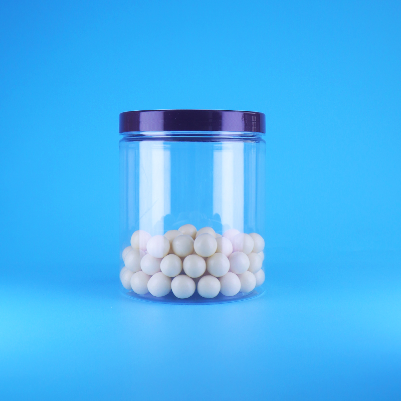 식품 등급 밀폐형 높이 둥근 투명 PET 플라스틱 달콤한 건조 식품 용기 나사 평면 뚜껑