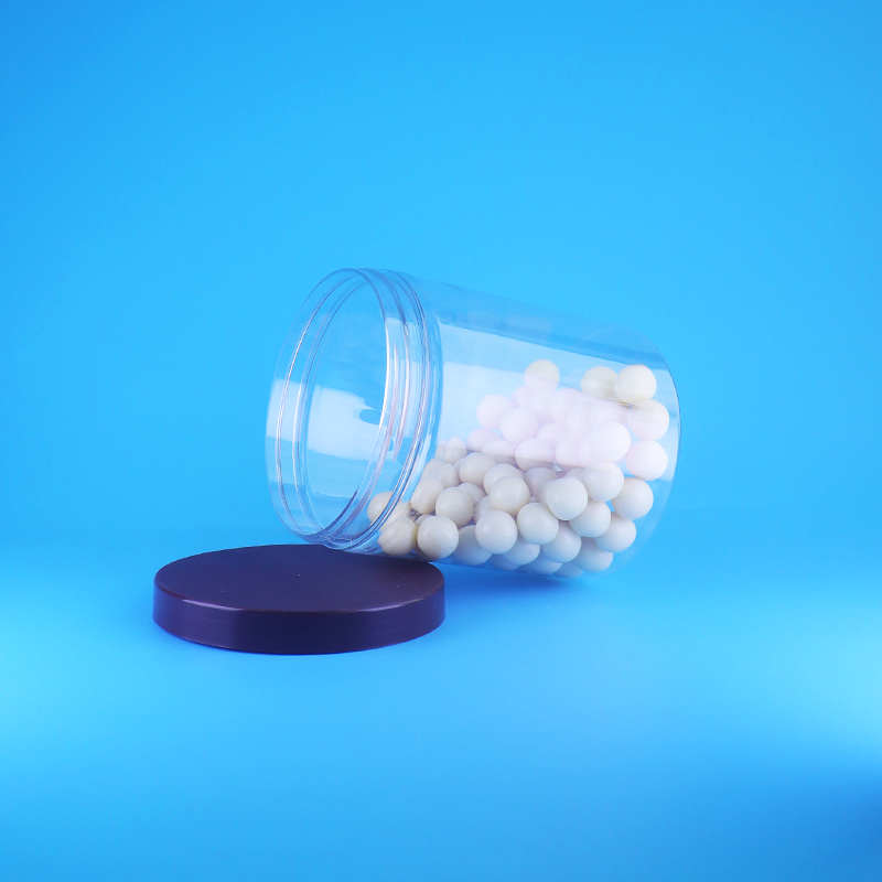 식품 등급 밀폐형 높이 둥근 투명 PET 플라스틱 달콤한 건조 식품 용기 나사 평면 뚜껑