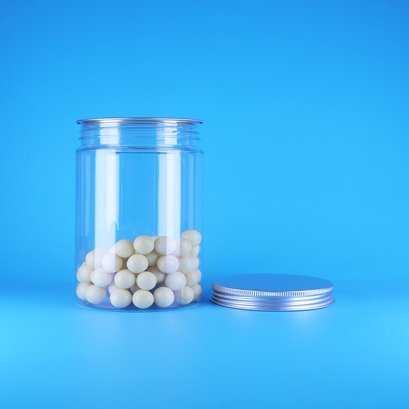 투명한 넓은 입구 PET 플라스틱 아기 음식 사탕 긴 원형 병 알루미늄 평평한 뚜껑