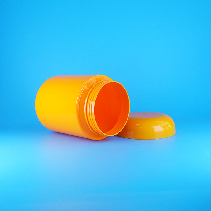 밀폐형 오렌지색 원형 플라스틱 PET 쿠키 솜사탕 병 나사 오렌지색 뚜껑