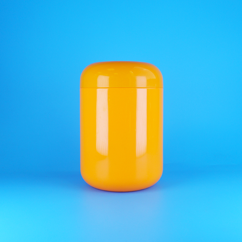 밀폐형 오렌지색 원형 플라스틱 PET 쿠키 솜사탕 병 나사 오렌지색 뚜껑