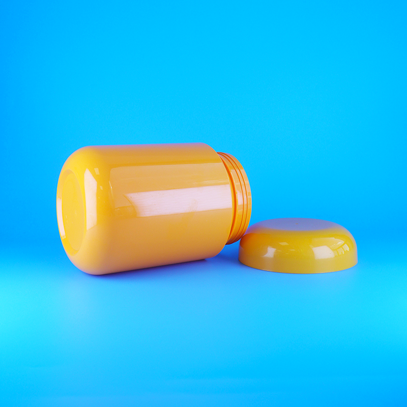 밀폐형 오렌지색 원형 플라스틱 PET 쿠키 솜사탕 병 나사 오렌지색 뚜껑