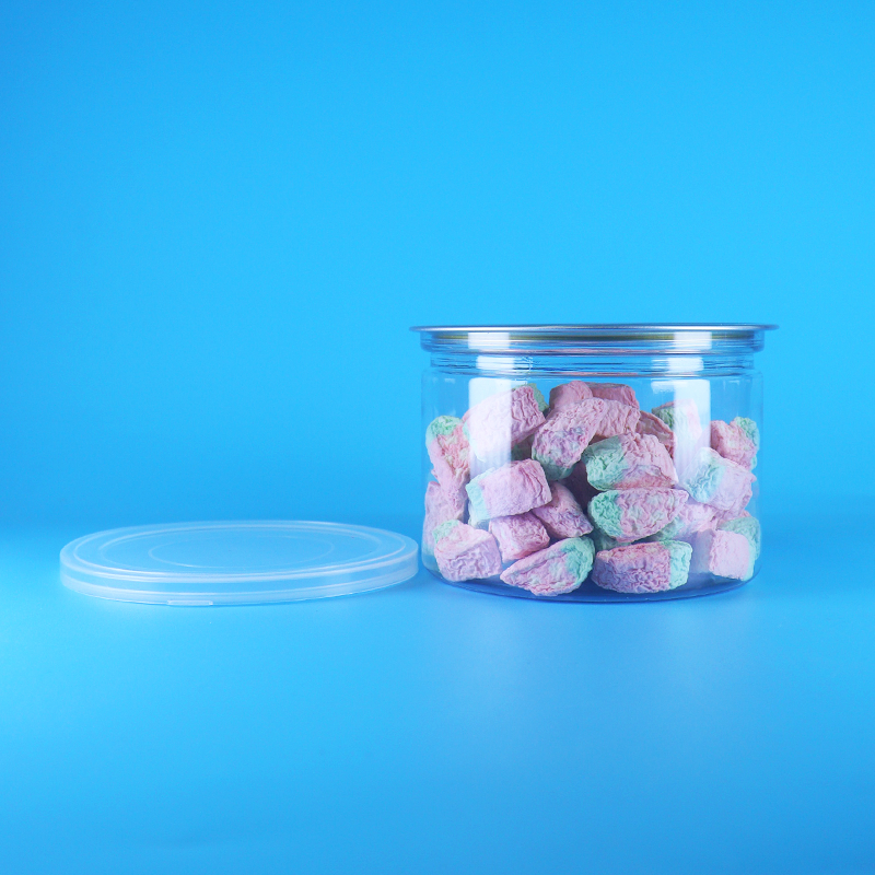 플라스틱 투명 PET 원형 간편 개봉 뚜껑 식품 사탕 쿠키 스낵 차 용기