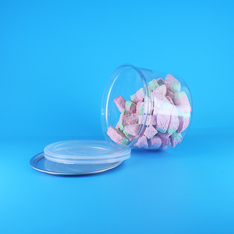플라스틱 투명 PET 원형 간편 개봉 뚜껑 식품 사탕 쿠키 스낵 차 용기