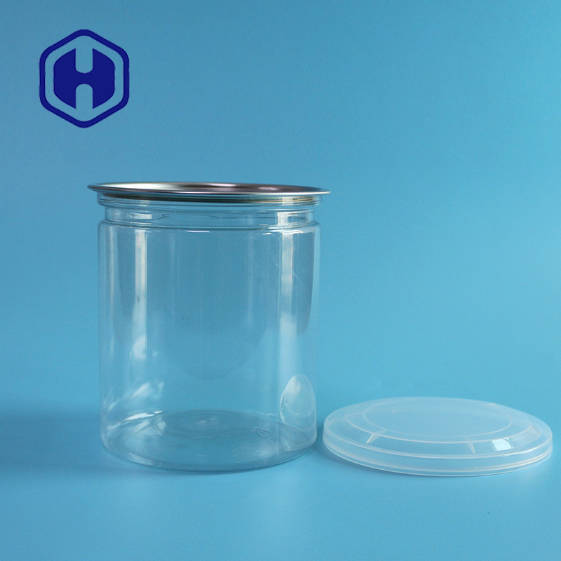 Bpa 무료 비어 있는 애완 캔 쉬운 개방 Lid를 싸는 750개 밀리람베르트 투명 플라스틱 캔 스크린 인쇄 식품 등급