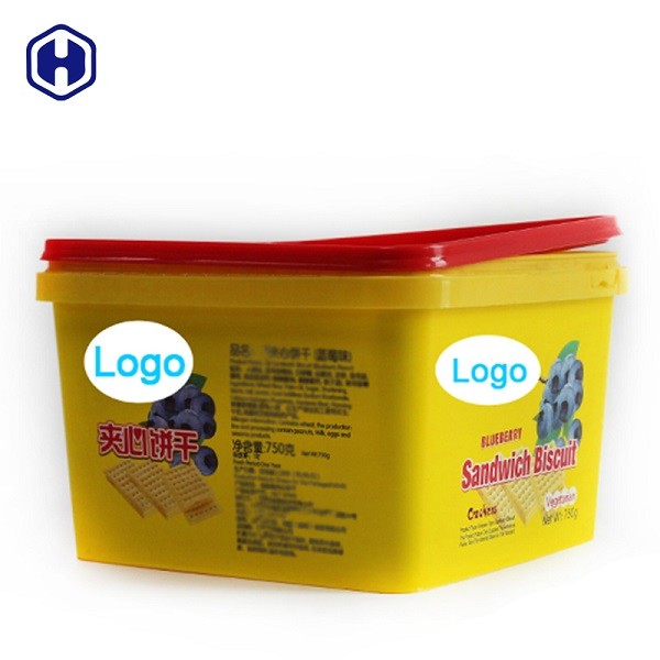 플라스틱 덮개 IML 통 열에 의하여 형성되는 노란 플라스틱 건빵 콘테이너
