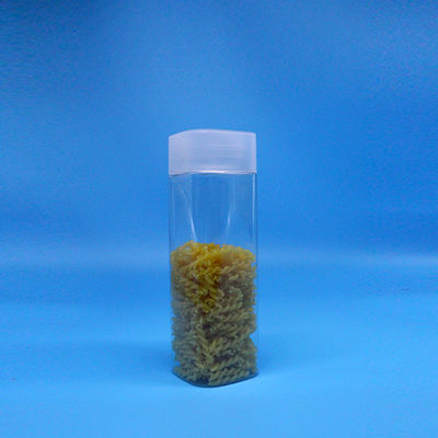 넓은 입 600ml 간식 음식 과자 투명 광장 PET 플라스틱 병 평면 상단 뚜??