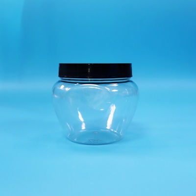 밀폐 투명 독특한 모양 플라스틱 PET 과자 식품 쿠키 병 검은 플라스틱 뚜??