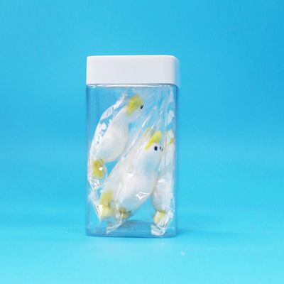 사각 흰색 뚜껑 투명한 빈 PET 플라스틱 식품 사탕 쿠키 병 식품 등급