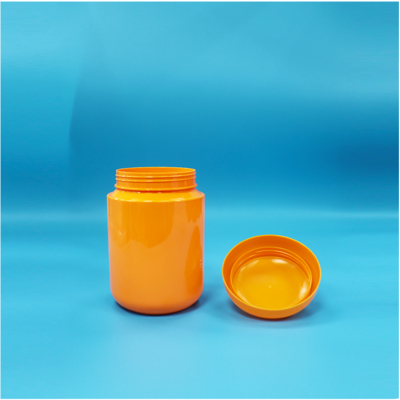 Screw Lid Round Shape Orange Plastic Jar For Cereals Multi-Grain Walnut Peanut