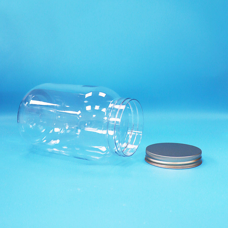 식품 등급 맑은 PET 플라스틱 둥근 병 알루미늄 나사 평면 모자 식품 과자 견과류