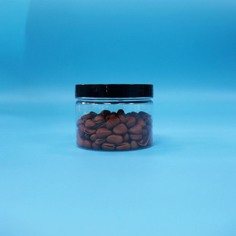 투명한 둥근 입 모양의 검은 차 씨앗 장난감 선물 과자 코코에위한 PET 플라스틱 항아리