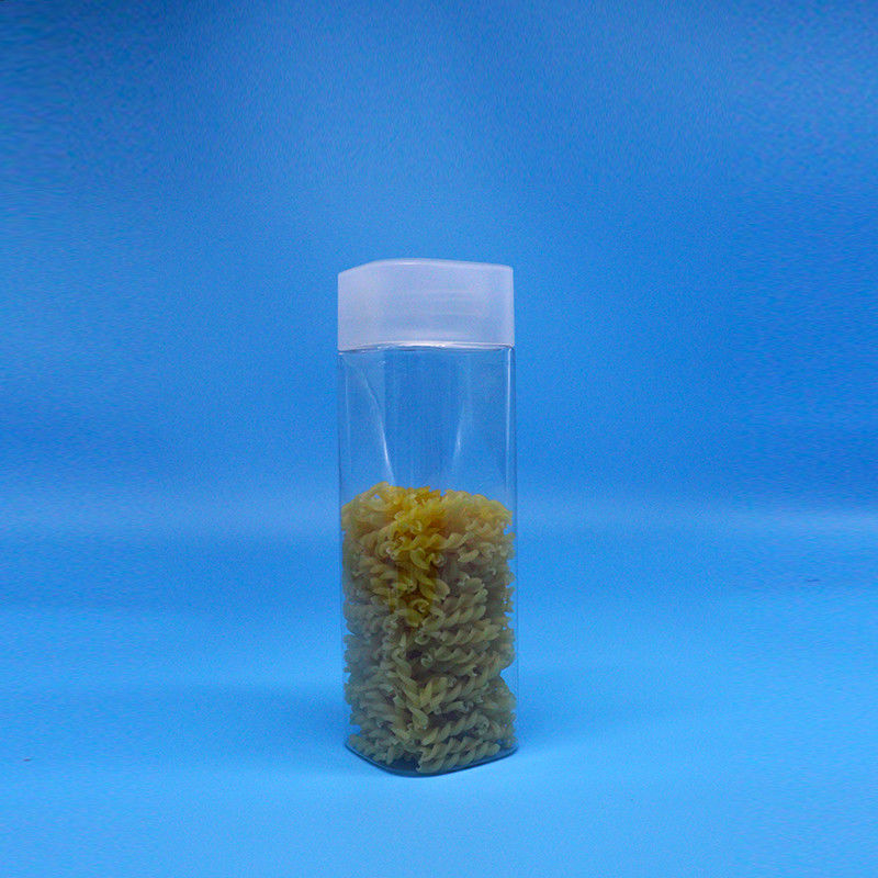 넓은 입 600ml 간식 음식 과자 투명 광장 PET 플라스틱 병 평면 상단 뚜??