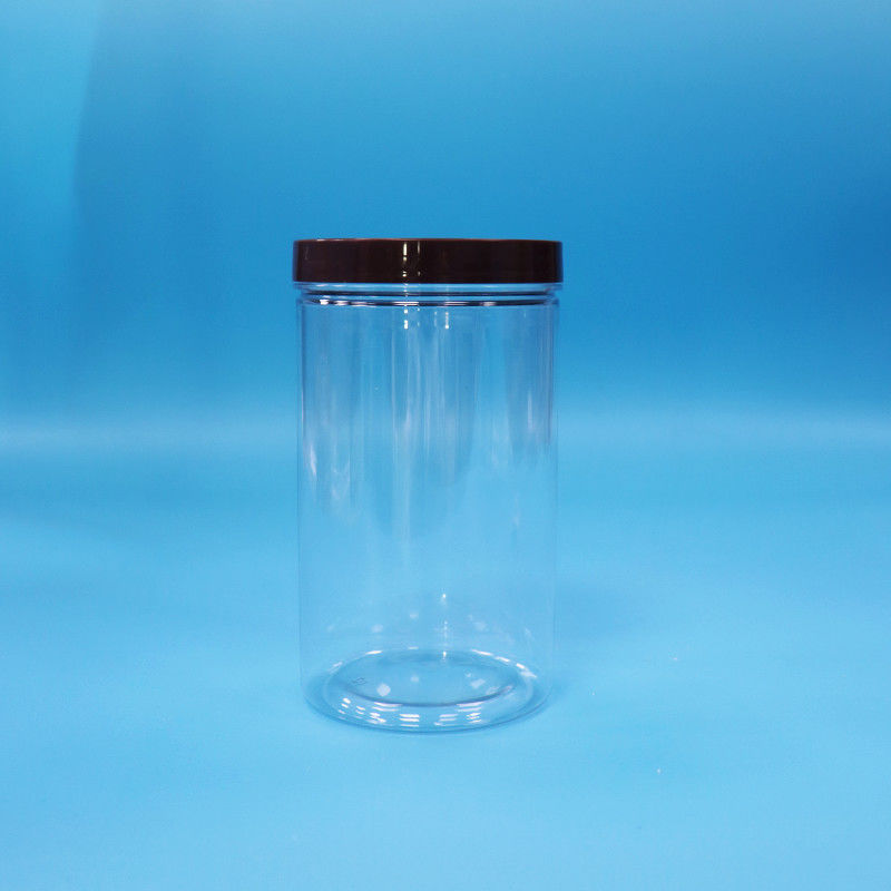 플라스틱 투명한 PET 간식 식품 달콤한 견과류 잔 검은색 정상 나사 상단 캡