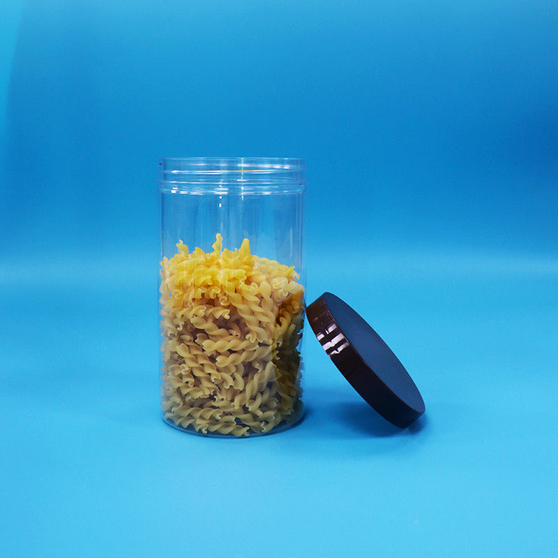 플라스틱 투명한 PET 간식 식품 달콤한 견과류 잔 검은색 정상 나사 상단 캡