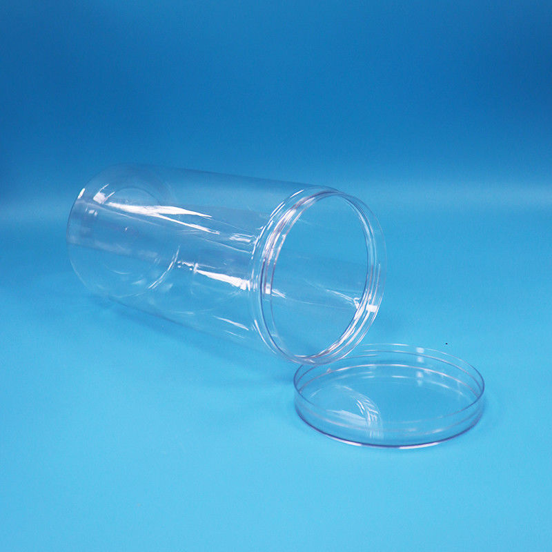 맑은 PET 실린더 둥근 식품 등급 플라스틱 과자 쿠키 식품 병 스크루 맑은 캡