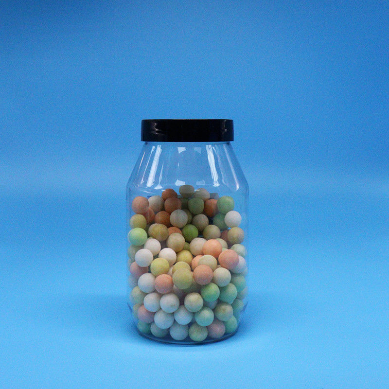 쿠키 고품질 캔디 견과류 맑은 둥근 넓은 입 PET 플라스틱 병 나사 모자