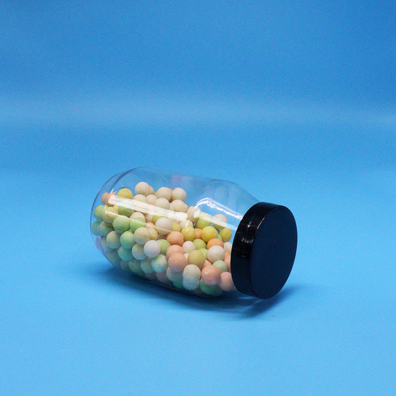 쿠키 고품질 캔디 견과류 맑은 둥근 넓은 입 PET 플라스틱 병 나사 모자