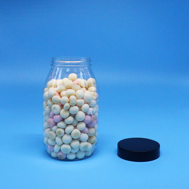 쿠키 고품질 캔디 견과류 맑은 둥근 넓은 입 PET 플라스틱 병 나사 모자