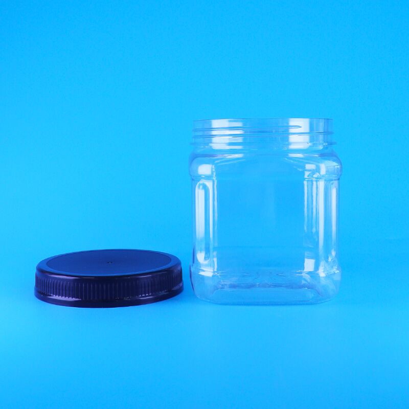 사각 투명 에어리스 스크류 뚜껑 플라스틱 스낵 건포도 넓은 콩 잣 보관 용기