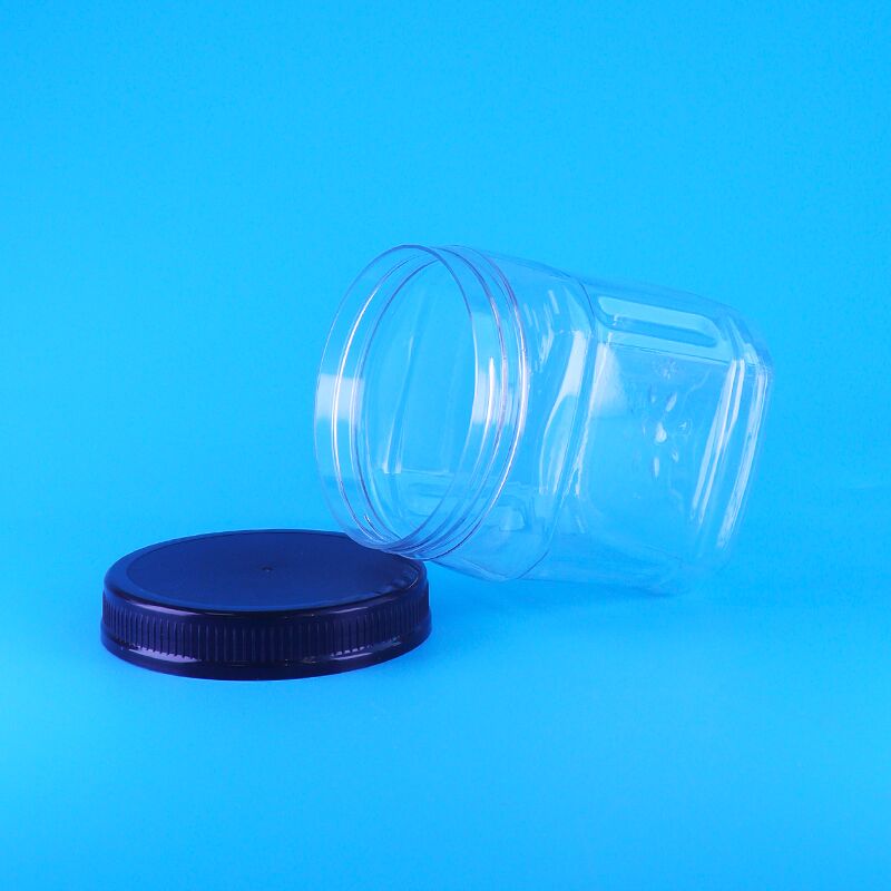 무공기 사각 투명 나사 뚜껑 플라스틱 스키틀즈 초콜릿 칩 콩 솔잎 견과류 보관 용기