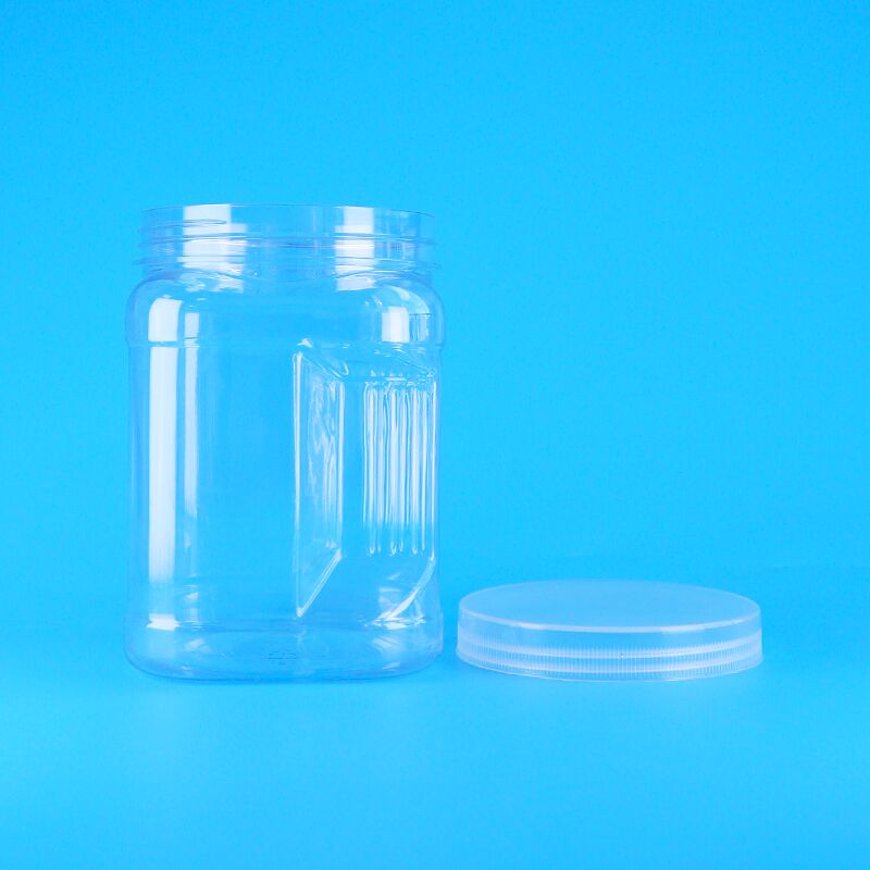 PET 정사각형 선명한 나사 뚜?? 플라스틱 저장 잡기 검은 쌀 밀 크래커 병