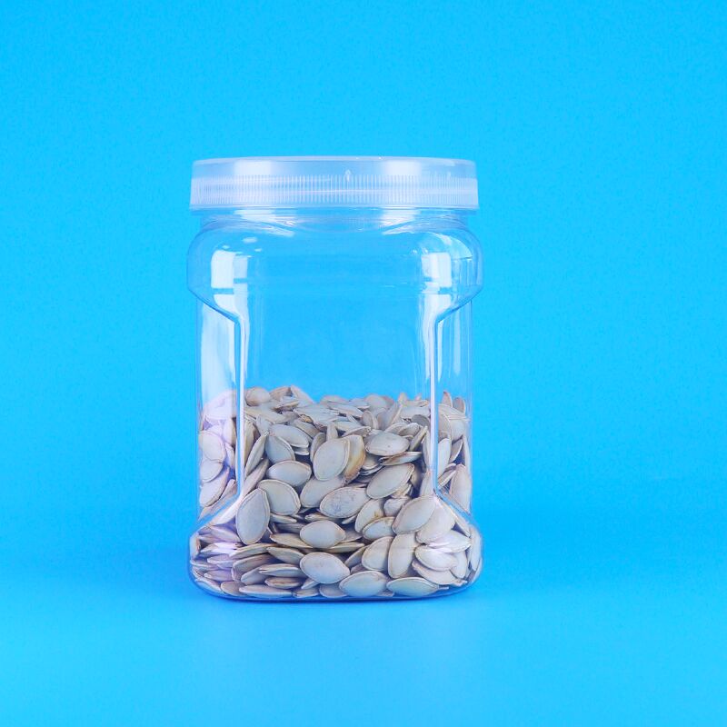 PET 정사각형 선명한 나사 뚜?? 플라스틱 저장 잡기 검은 쌀 밀 크래커 병