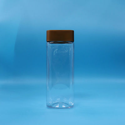 빈 투명 넓은 입 직사각형 PET 플라스틱 과자 견과류 병 나사 평면 모자