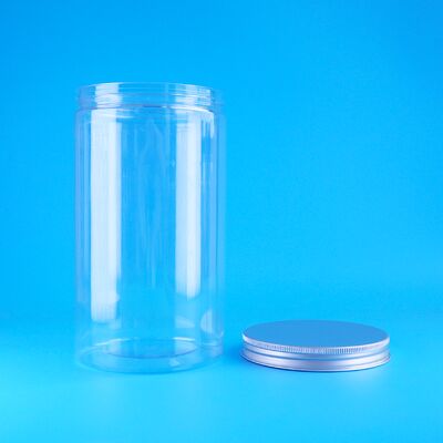 맑은 식품 품질 건조 과일 크리스피 땅콩 곰 비스키 둥근 PET 병 나사 모자