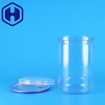 Bpa 프리 투명 라운드 PET 플라스틱 사탕 요구르트 아기 음식 쿠키 캔 PE 뚜껑